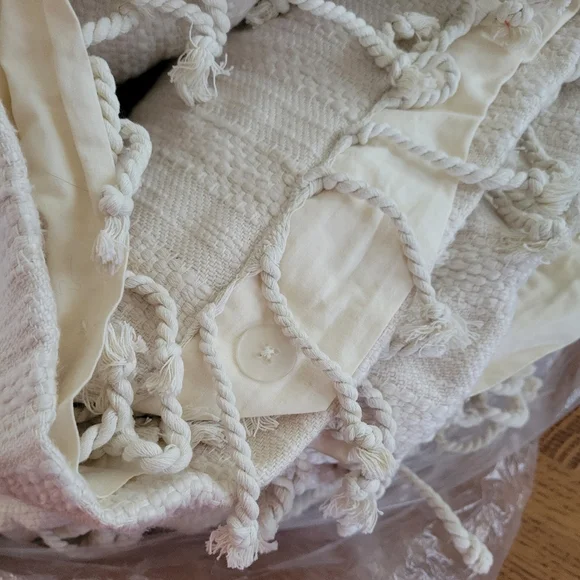 Anthropologie Woven Halley Duvet Cover - Ivory